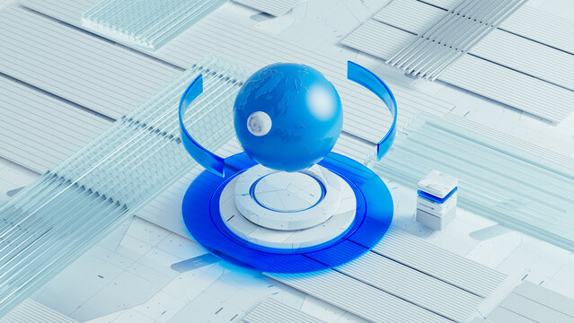 3D Earth model on a technological abstract background with geometry