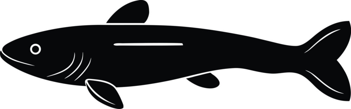 african lungfish silhouette vector art illustration, black and white design