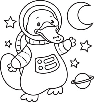 Coloring pages of Cute set of platypus sticker with activity. Outline of platypus 