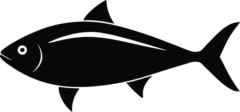 amberjack silhouette vector art illustration, black and white design