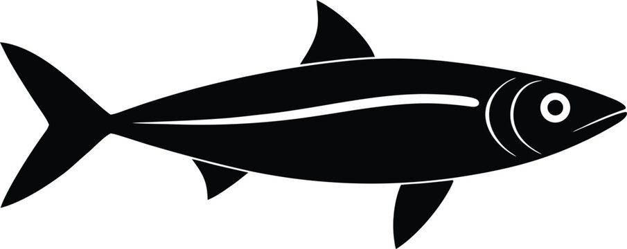 anchovy silhouette vector art illustration, black and white design