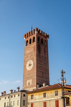 Clock tower in Bassano del Grappa during winter
