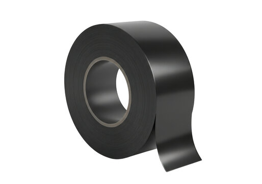 Black electrical tape roll isolated on transparent background