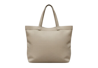 Beige canvas tote bag with two handles isolated on transparent background