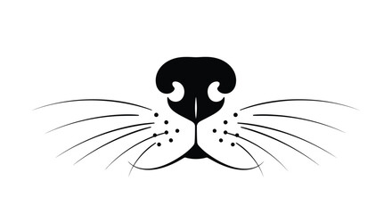 Close up of a seal s nose and whiskers striking black form silhouette © mst