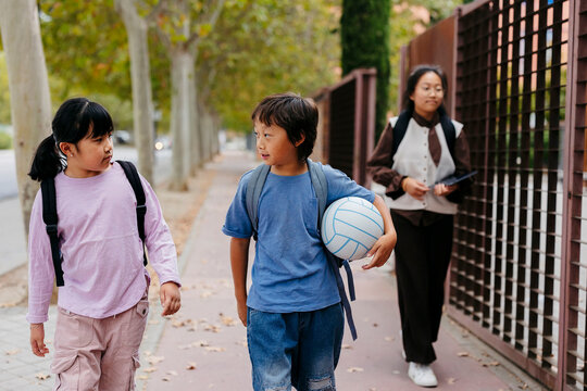 Children walking home after school