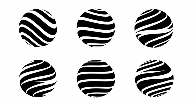 Black and White Striped Balls Pattern.