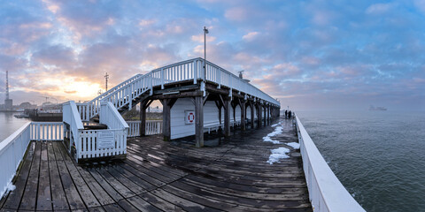 Naklejka premium Alte Liebe (Old Love), famous observation deck in Cuxhaven, Germany at the river Elbe