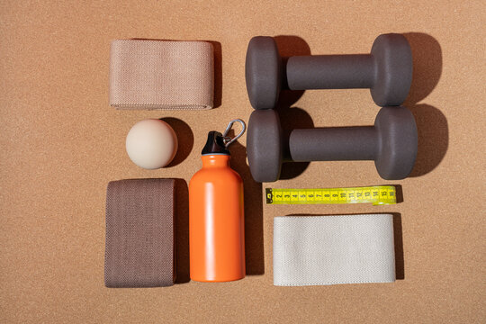 Fitness equipment including dumbbells and yoga blocks