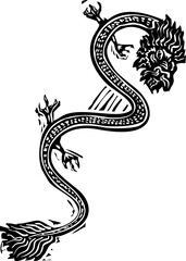 Obraz premium Woodcut style Chinese dragon