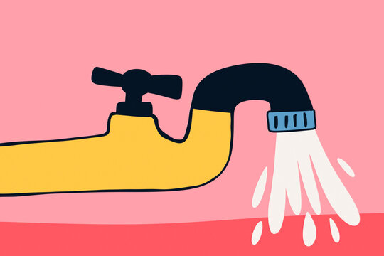 Leaky faucet illustration with dripping water