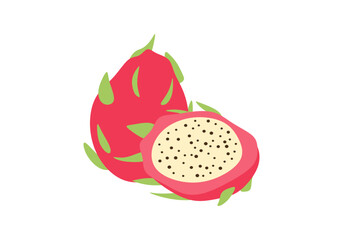 Fototapeta premium Flat Illustration of Tropical Dragon Fruit. Exotic Pitaya Vector Design