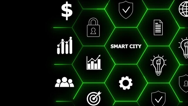 Smart city concept. Utilizing digital infrastructure to create efficient and sustainable solutions for transportation, energy,waste management, communication,other servicee by using data analytics.4k