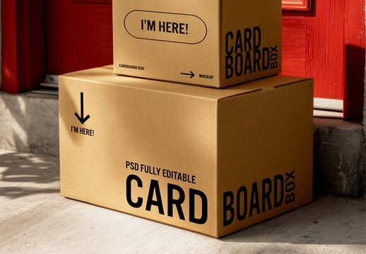 Cardboard Shipping Box Packaging Mockup