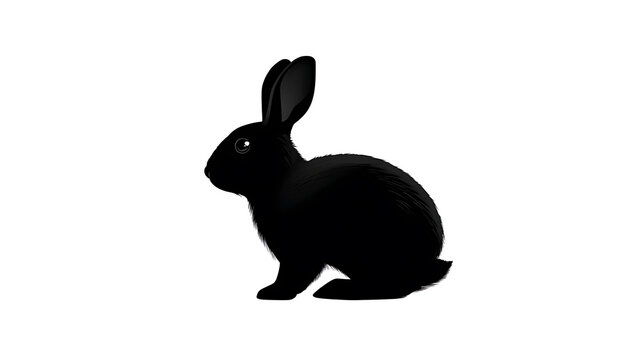 A sleek black rabbit, a symbol of grace and agility, in a simple and elegant pose