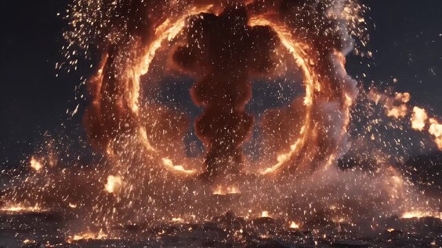 Swirling Fire Ring Detonation - This video features a massive, swirling fire ring created by a powerful detonation.