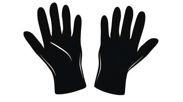 Pair of black gloves, showcasing their shape and detail, perfect for various applications. 