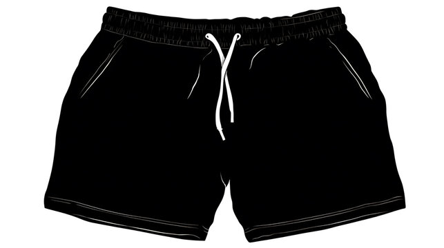 A pair of black shorts with a white string