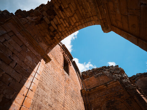 Holy Trinity of Parana stone ruins under blue sky