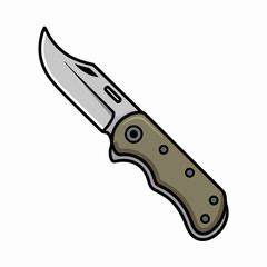Obraz premium Outdoor Survival Knife Flat Vector Clipart Camping Tool Icon