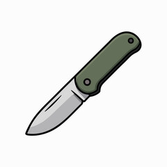 Outdoor Survival Knife Flat Vector Clipart Camping Tool Icon