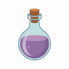 Magical Potion Bottle with Cork Flat Vector Fantasy Clipart