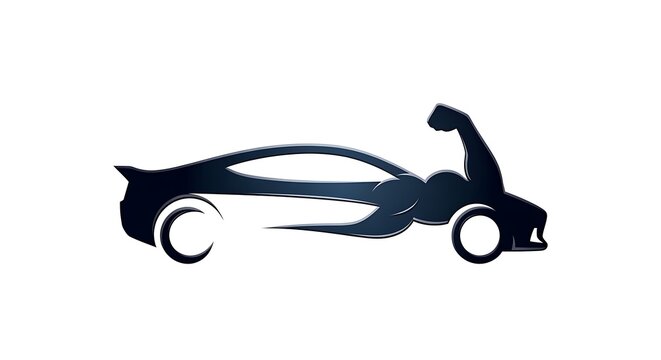 A sleek, futuristic sports car in motion, speeding to the right with its hood up, showcasing a dynamic and aerodynamic design on a white background.