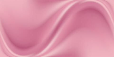 Pink strawberry yogurt or ice cream surface texture with wave pattern. Milk creamy sweet fruit and berry product. Soft and frozen sorbet or dairy pudding smooth top. Realistic vector background. © Qiana