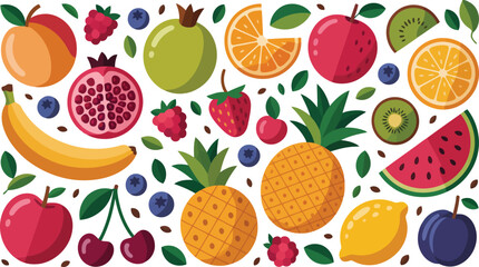 A delightful and wholesome medley of fresh fruits presented beautifully on a clean white backdrop