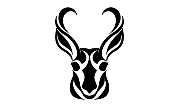 Antelope Head Tribal Style Vector Logo Design