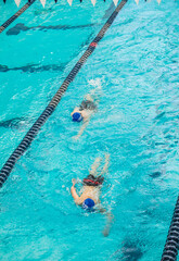 Fototapeta premium NJ, USA 03/08/2026: USA championship swimming competition at Aquatic Stadium. Middle Atlantic Swimming