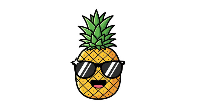 Pineapple wearing sunglasses smiling face.