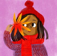 Whimsical child portrait in autumn attire