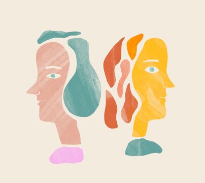Abstract human faces expressing emotion