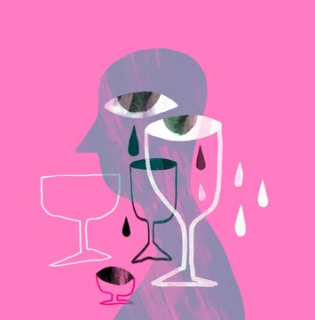 Abstract illustration with eyes and glasses