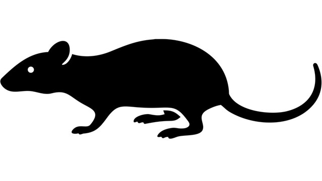 rat black silhouette icon, small rodent animal silhouette, transparent background