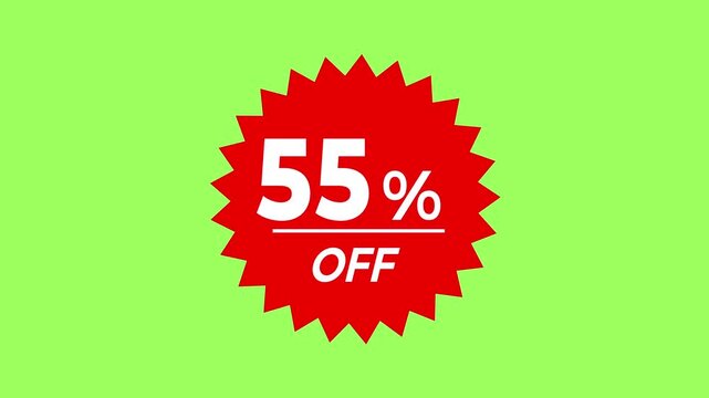 55% OFF Discount Tag Animation on Green Screen Background