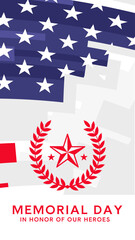 Obraz premium Memorial day card, vector illustration with star and wreath