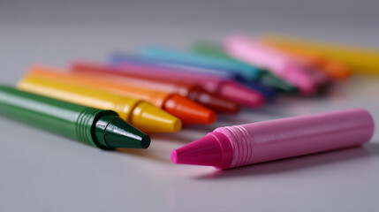 Fototapeta premium A collection of colorful crayons scattered across a surface