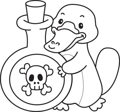 Cute set of platypus sticker with halloween activity. Platypus 