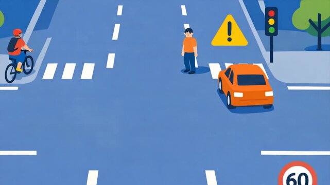 Self-driving vehicle with sensors detecting traffic