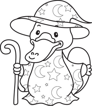 Cute set of platypus sticker with halloween activity. Platypus 