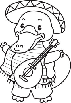 Cute set of platypus sticker with halloween activity. Platypus 