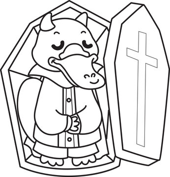 Cute set of platypus sticker with halloween activity. Platypus 