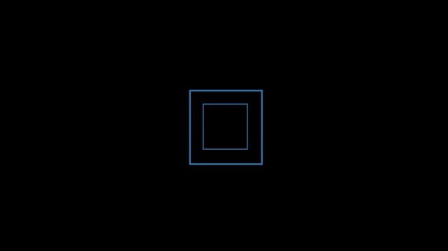 Minimalist Blue Nested Squares - Geometric Abstraction on Black