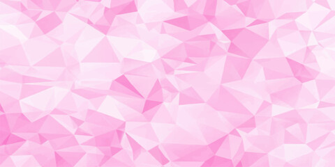 Obraz premium Abstract pink geometric background featuring a stylish mosaic pattern of triangle shapes and crystal polygon elements in a vector illustration wallpaper design