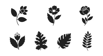 Floral and foliage arrangements depicted in a dark striking silhouette © Lhvect02