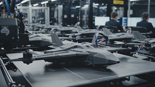 3D Printing Rocket Wings for Drones - A 3D printer is creating rocket wings for drones in a factory setting. The innovative tech could reshape the way drones are manufactured.
