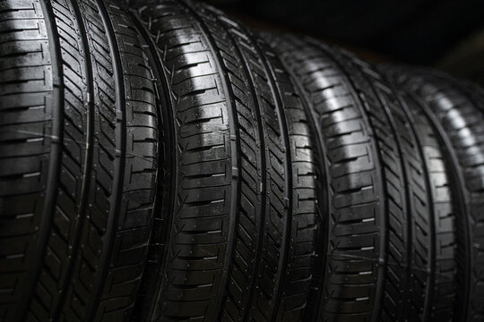Black new tires from a car