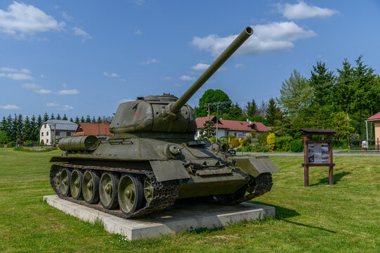 T-34 Tank Memorial with Information Board, Dukla Pass